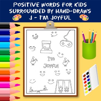 Preview of Coloring Positive Words for Kids Starting with The Letter J - I'm Joyful
