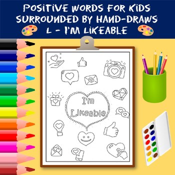 Preview of Coloring Positive Words for Kids Starting with The Letter L - I'm Likeable