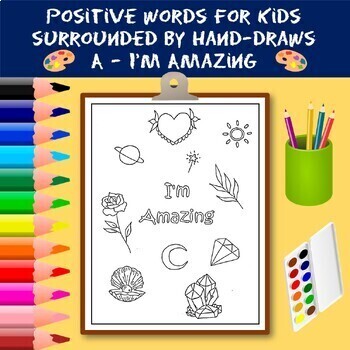 Preview of Coloring Positive Words for Kids Starting with The Letter A - I am Amazing