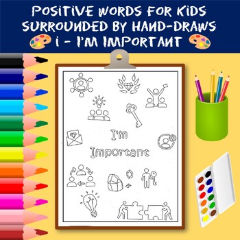Preview of Coloring Positive Words for Kids Starting with The Letter i - I'm Important