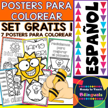 Preview of Coloring Posters in Spanish - Free Set 1