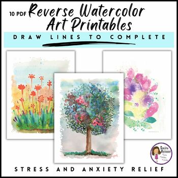 Reverse Coloring Book for Anxiety Relief: Draw Designs on Watercolor Art  (Paperback)