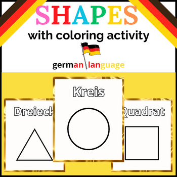 Preview of Coloring Shapes For Kindergarten, German Vocabulary, Flash Cards Printables.