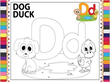Preview of Coloring Sheet For The Letter D Printable: Adventures With The Alphabet