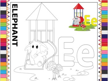 Preview of Coloring Sheet For The Letter E Printable: Adventures With The Alphabet