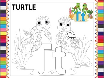 Preview of Coloring Sheet For The Letter T Printable: Adventures With The Alphabet