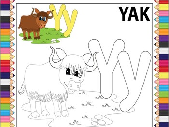 Preview of Coloring Sheet For The Letter Y Printable: Adventures With The Alphabet