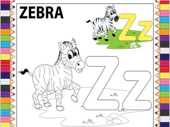 Preview of Coloring Sheet For The Letter Z Printable: Adventures With The Alphabet