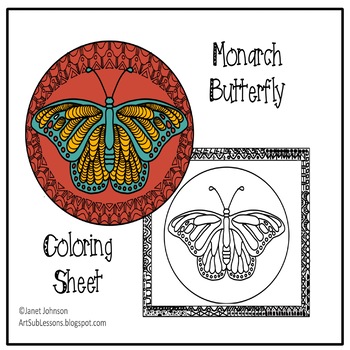 Preview of Art Worksheet - Monarch Butterfly - Coloring Sheet