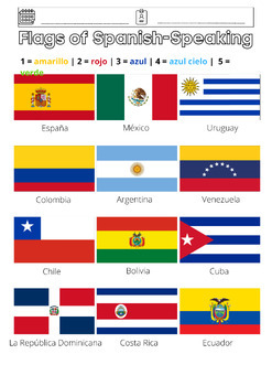 Coloring Sheets - Flags of Spanish-Speaking Countries by number | TPT