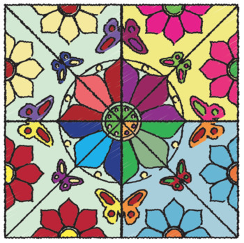 springtime butterfly mosaic interactive coloring sheets  spring art lesson