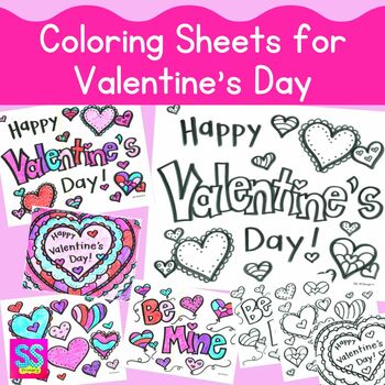 Coloring Sheets for Valentine's Day by SS Primary | TPT