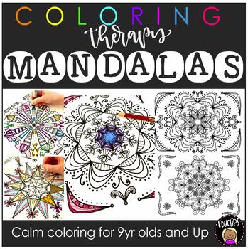 Preview of Coloring Therapy  - Mandalas Coloring Pages {Educlips Resources}