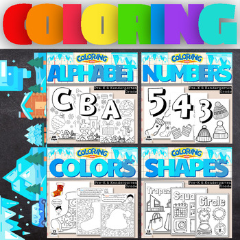 PreK and Kinder Coloring Sheets BUNDLE | Alphabet Colors Shapes and Numbers