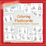 Coloring Word Flashcards-Family Member and Occupation