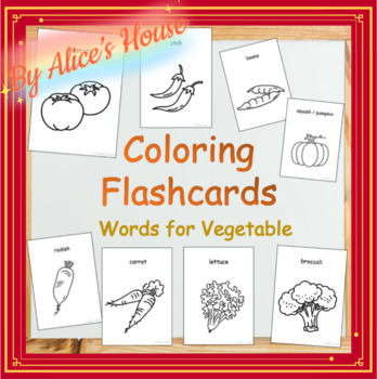 Preview of Coloring Word Flashcards: Vegetable Words