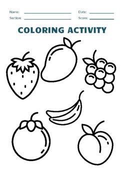 Preview of Fruits Coloring Worksheet 2 pages