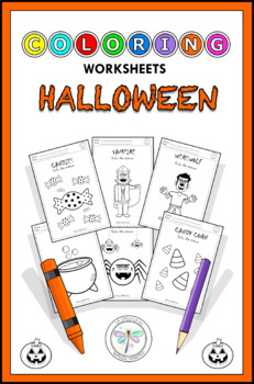 Preview of Coloring Worksheets Halloween October Decorate Witch Vampire