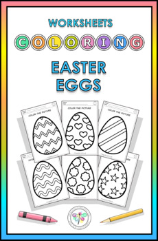 Preview of Coloring Worksheets Happy Easter Eggs Spring April March