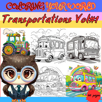 Preview of Coloring Your World with Transportation Vol#1 Perfect for Kids Ages 2-4