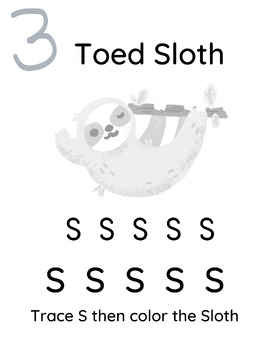 Preview of Coloring a Happy Sloth and Tracing the "S"
