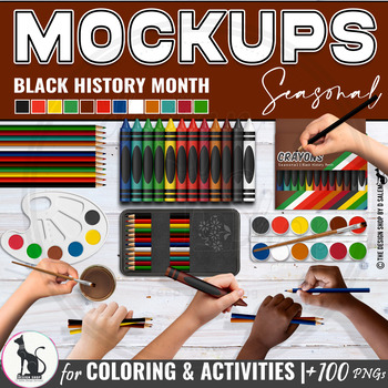 Preview of Coloring and Activities Mockups Hands Colored Pencils Crayons | Black History