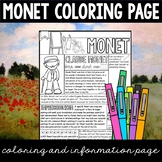 Monet Graphic Organizer & Coloring Pages - One Pager for A
