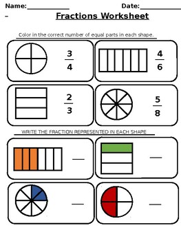 Preview of Coloring and Labeling Fractions Worksheet