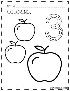 Preschool Coloring Number Worksheets 1-10 by Play and Learn Studio