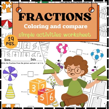 Preview of Coloring and compare  the simple fractions worksheets