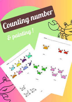 Preview of Coloring and counting! Simple exercises for coloring and counting - crabs