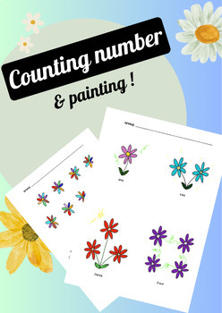 Preview of Coloring and counting! Simple exercises for coloring and counting - flowers