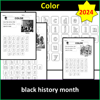 Preview of Coloring and spelling sheets about Black History Month 2024