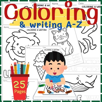 Preview of Coloring and writing word letter A-Z worksheets