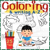 Coloring and writing word letter A-Z worksheets