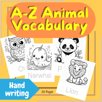 Coloring animal vocabulary (A-Z) by Gold pen For Kids | TPT