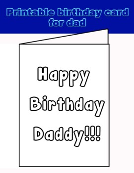 coloring birthday card for dad by mom sanity teachers pay teachers