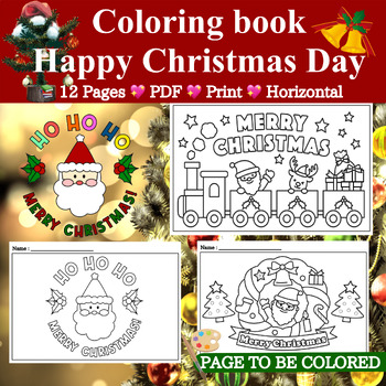 Preview of Coloring book-Christmas , Happy Christmas Day-Santa-Cute