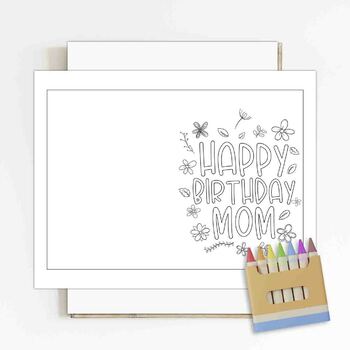 happy birthday mom coloring cards