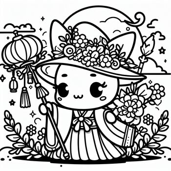 Preview of Coloring page: Cute Chibi in Lunar New Year