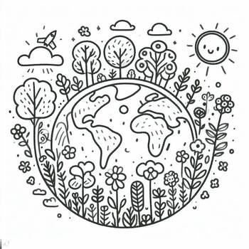 Preview of Coloring page: Flower Earth