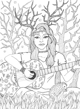 guitar girl coloring pages