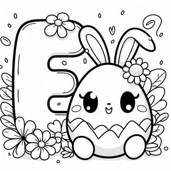 Preview of Coloring page: Letter E as an Egg for Easter
