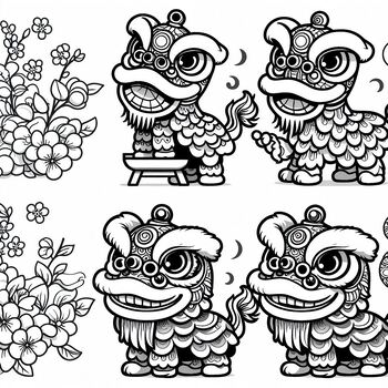 Preview of Coloring page: Lion Dance, Happy Lunar New Year