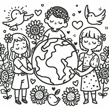 Preview of Coloring page: Love the World