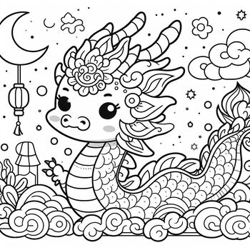 Preview of Coloring page Lunar New Year 2024 Dragon year