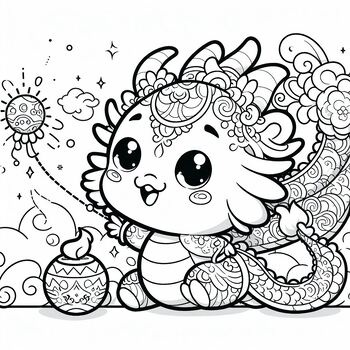 Preview of Coloring page Lunar New Year 2024 Dragon year