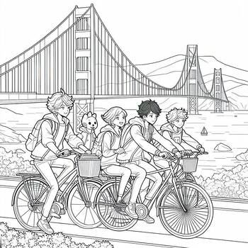 Preview of Coloring page "New Year's Resolution: Put down your phone, hop on your bike"