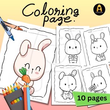 Preview of Coloring page Rabbit Easter : holiday season worksheets : Happy Easter Day