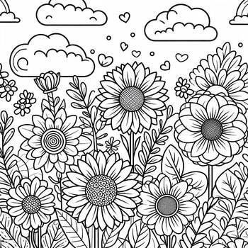 Preview of Coloring page: Spring, Flowers